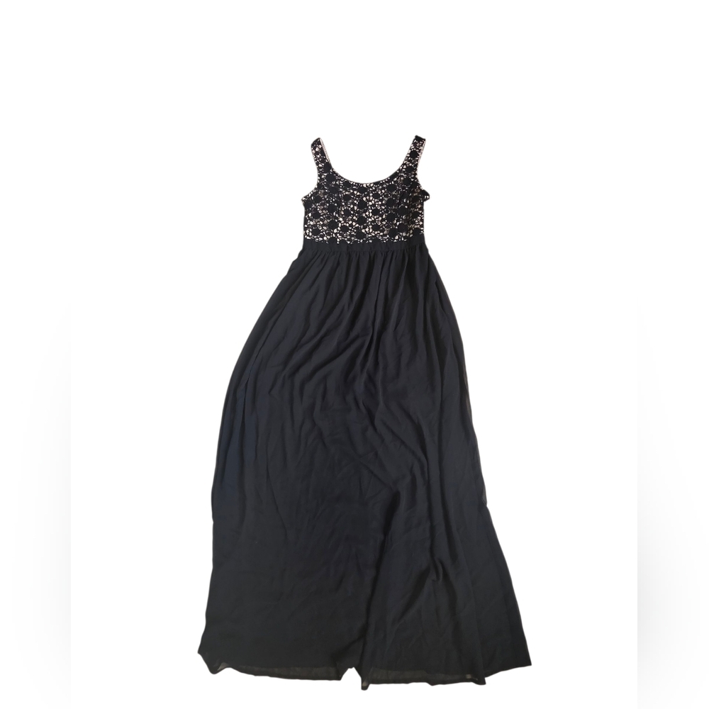 Lauren Conrad Black Lacy Sleeveless Top Maxi Dress Size 12